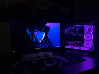 High-End Gaming Setup + 32"  Curved Monitor + Accessories, View more