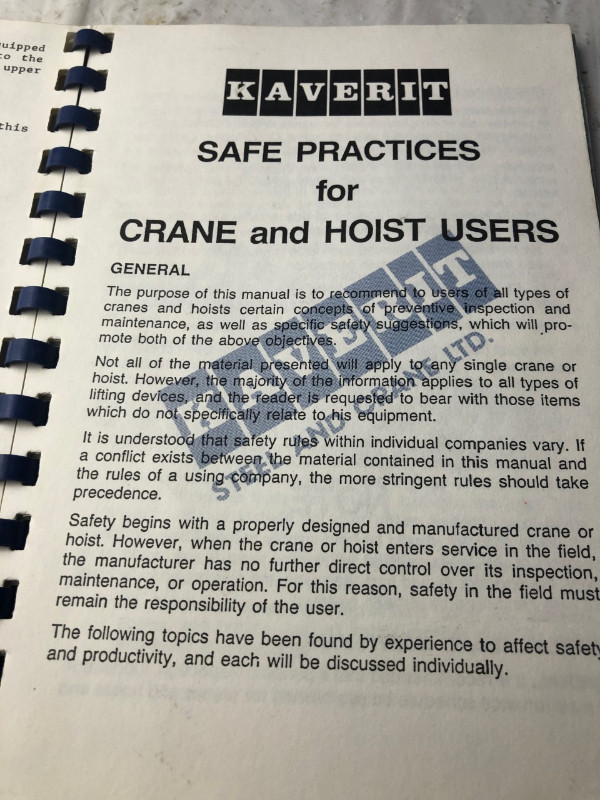 SAFE CRANE OPERATING PRACTICES AND RIGGING GUIDE #M0083 in Textbooks in Edmonton - Image 2