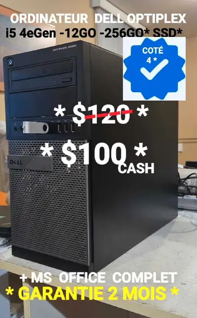 ORDINATEUR  DELL  - i5 4eGen- 12GO- 256GO+ 750GO, View more
