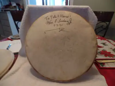 Signed William Ludwig Autograph on 14 inch drum head., View more