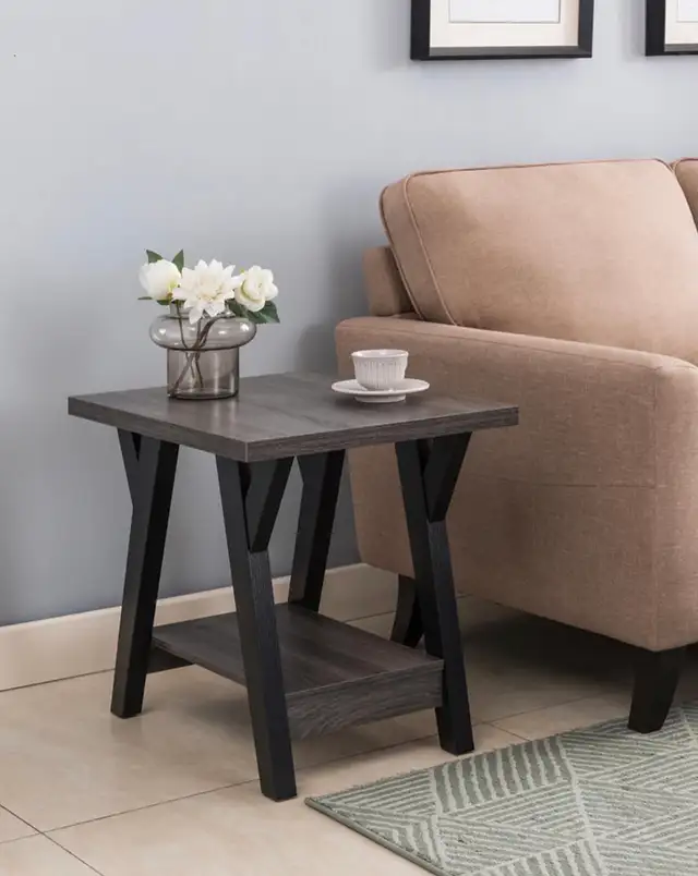 Modern Grey Wood Coffee and End Table Set 3 Piece  in Coffee Tables in Ottawa - Image 5