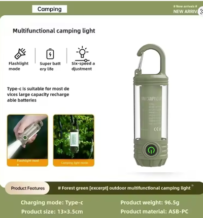 Multi Functional Outdoor LED Outdoor Camping Lights Rechargeable Flashlights Portable Night Lights W...