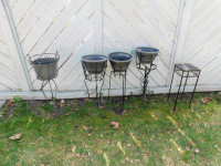 5 X WROUGHT IRONS PLANT HOLDERS