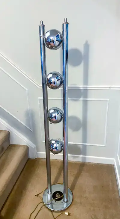 Vintage 60's Space Age Chrome MCM 'EyeBall' Standing Lamp, View more