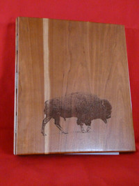 Wood laser cut Buffalo engraved photo album binder