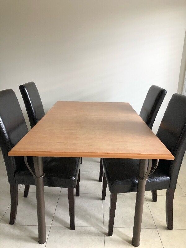 Dining Tablet Set with 4 Leather Chairs Dining Tables & Sets