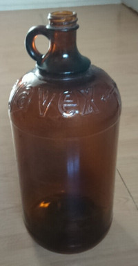 Antique Old Javex Bleach 64 oz Amber Glass Jug/ Bottle/ Decanter