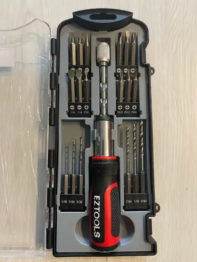 EZ Tools DRILL Bit Set and Screwdriver Spin Force Driver 19 Piec, View more