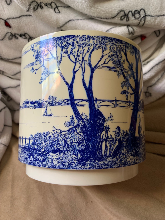Vintage Delft Blue & White Plastic Plant Pot in Arts & Collectibles in Calgary