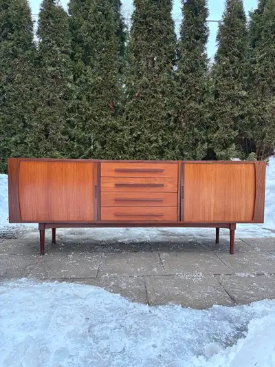 Selling a Mid-Century Modern Teak Credenza by RS Associates with rich teak grain, clean lines, and t...