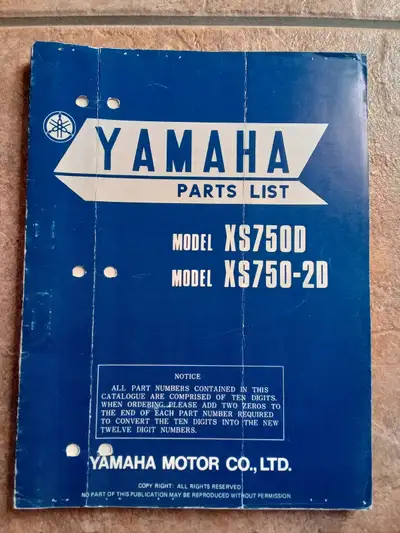Yamaha XS 750 parts list manual , View more
