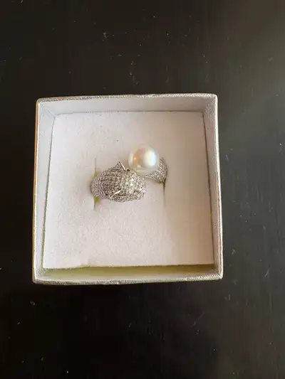 silver ring with pearls for any size, View more