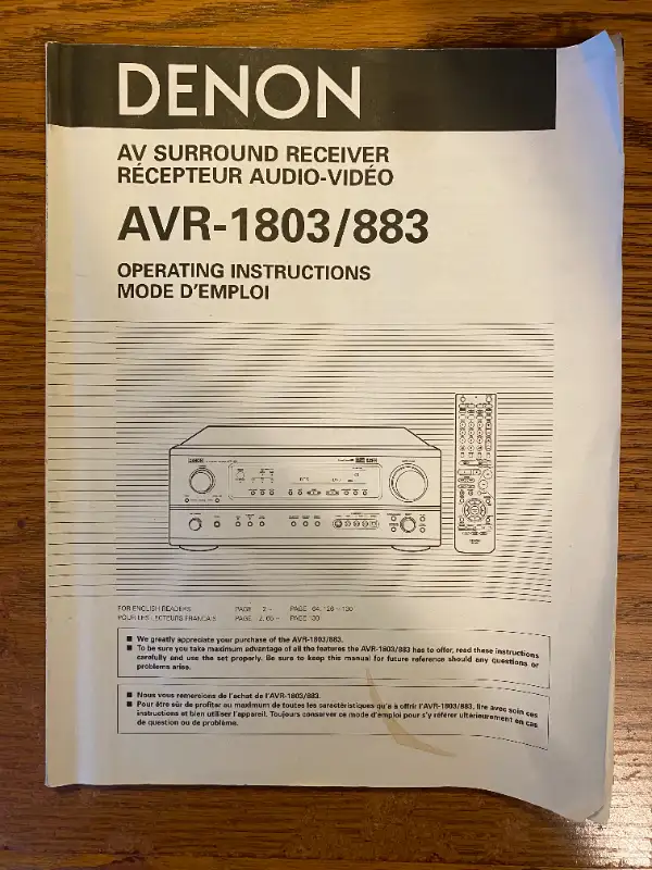 DENON: AVR-1803/883 AV Sound Receiver in Stereo Systems & Home Theatre in City of Toronto - Image 7