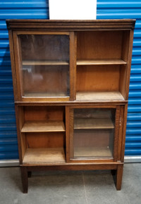 Danner antique oak sliding door stacking bookcase 2 stack 4 part