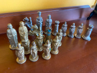 19 Medieval Solid Brass Chess Pieces Not a Full Set
