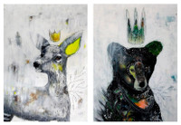 IKEA Canvas Wall Art - 2pc Deer & Bear