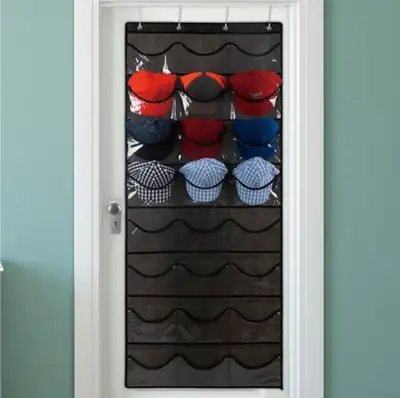 Hat Rack Organizer for Baseball Caps 24 Mesh Pockets Over Door, View more