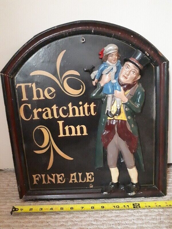 The Cratchitt Inn Fine Ale wooden beer bar sign 15 x 17" in Arts & Collectibles in Peterborough
