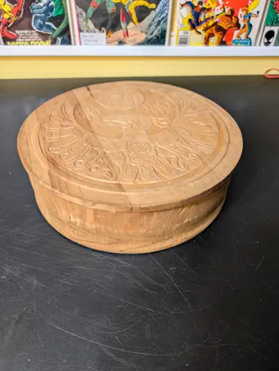 Clarence Wells signed cedar box — NWC first nations, View more