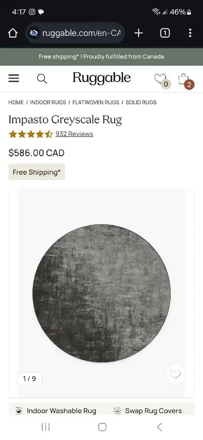 8' diameter Ruggable area rug, View more