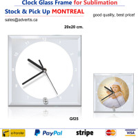 Sublimation Clock Glass Frame with Square Mirror Edge, 20x20 cm
