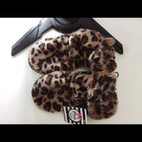 Women's Shoes - NEW - Leopard Print Fluffy Pompom Boots Slippers