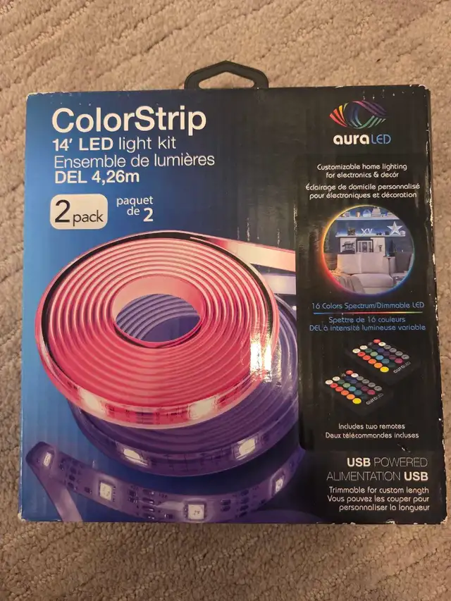 NIB 14 ft 2 pack LED COLOURED LIGHTS W/ REMOTE