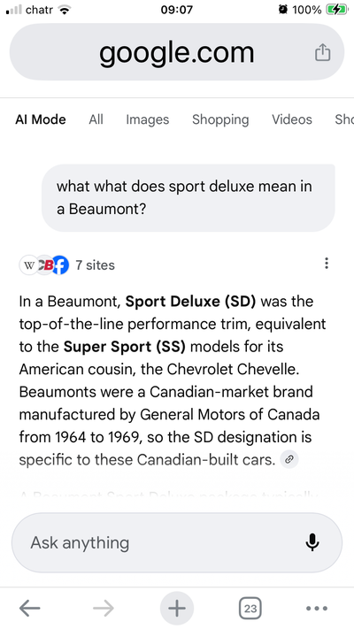 1966 Beaumont Classic Sport Deluxe Perfect project car $12,000.00 As Is