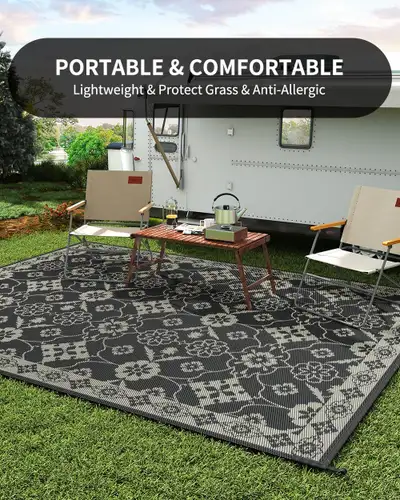 Reversible Waterproof 5x8 Outdoor Rug - Quick Dry Patio Carpet f, View more
