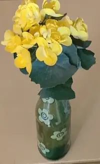 Bottle vase with flowers