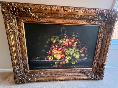 Large Dutch-style still life painting - Ornate gold frame, View more