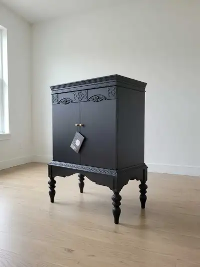 Black Antique Wood Accent Storage Cabinet, View more