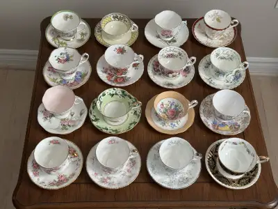 Beautiful vintage fine bone china teacups from well-known brands such as Paragon, Aynsley, Royal Alb...