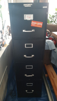 4 drawer File Cabinet - black, metal. Used $50