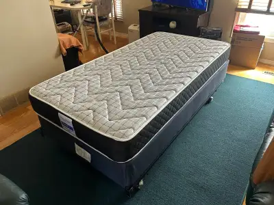 Twin Bed with Box and Frame., View more