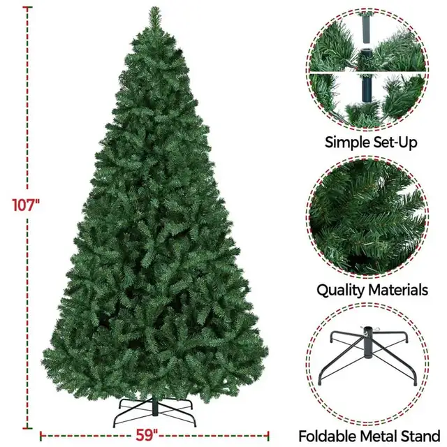 7.5’ Artificial Green Christmas Tree, 7.5’ Hinged Spr in Home Décor & Accents in Markham / York Region - Image 8