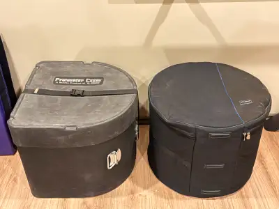 22 inch bass / kick drum padded bag and hard case. Priced in ad, View more