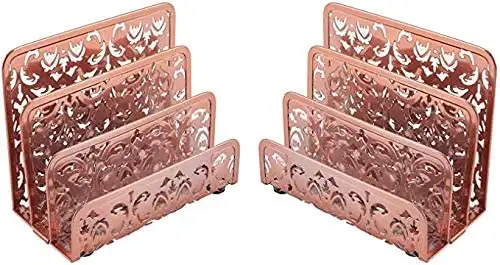 Rose Gold Office Small Letter Sorter 3 Compartment Organizer