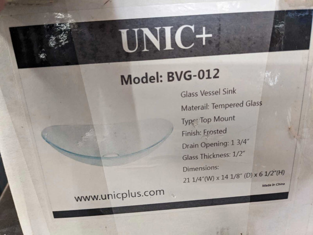 Vessel Sink - top mount frosted glass brand new in Plumbing, Sinks, Toilets & Showers in Kawartha Lakes - Image 3