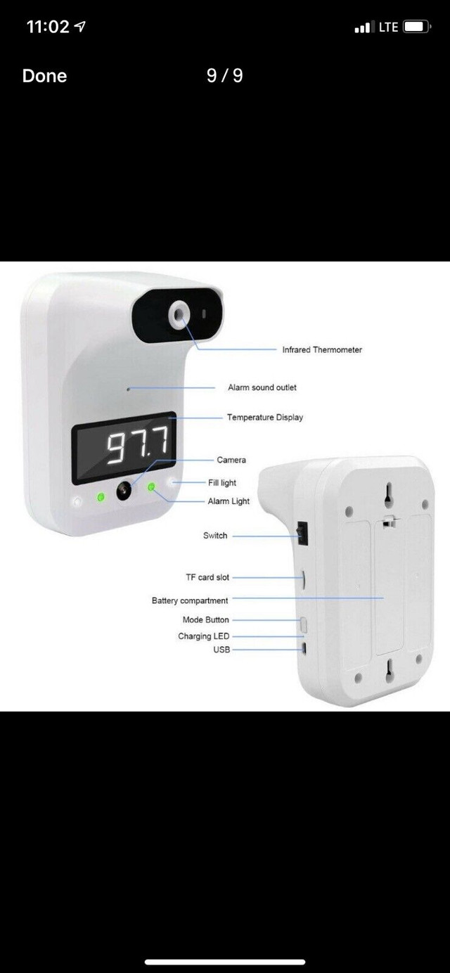 FDA - Wall Mounted Thermometer with Camera, Infrared Thermometer in General Electronics in Markham / York Region - Image 2