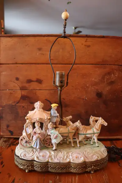 Hi. I have a vintage Victorian Capodimonte/Dresden style figural table lamp for sale. China/porcelai...