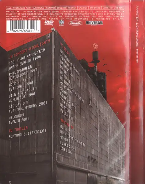 Rammstein   --  Lichtspielhaus * DVD in CDs, DVDs & Blu-ray in City of Montréal - Image 3
