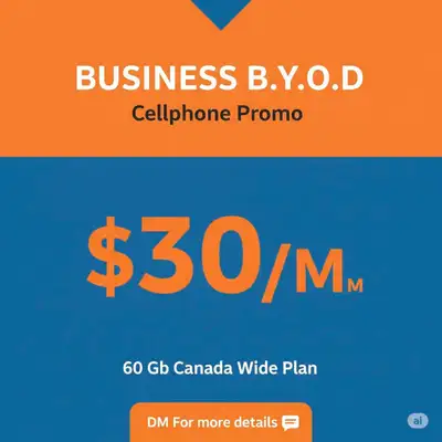 Business B.Y.O.D Cellphone promo $30 for 60 Gb Data, View more