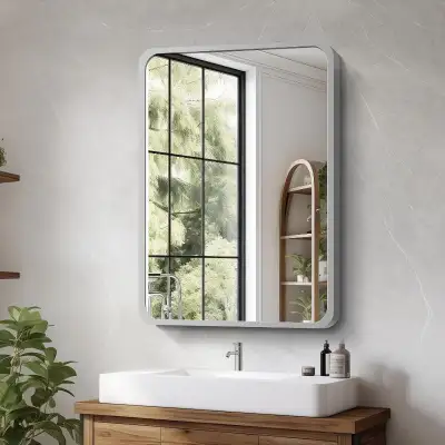 NEW Bathroom Mirror, 24x32 Inch Wall Mounted Mirror Silver frame, View more