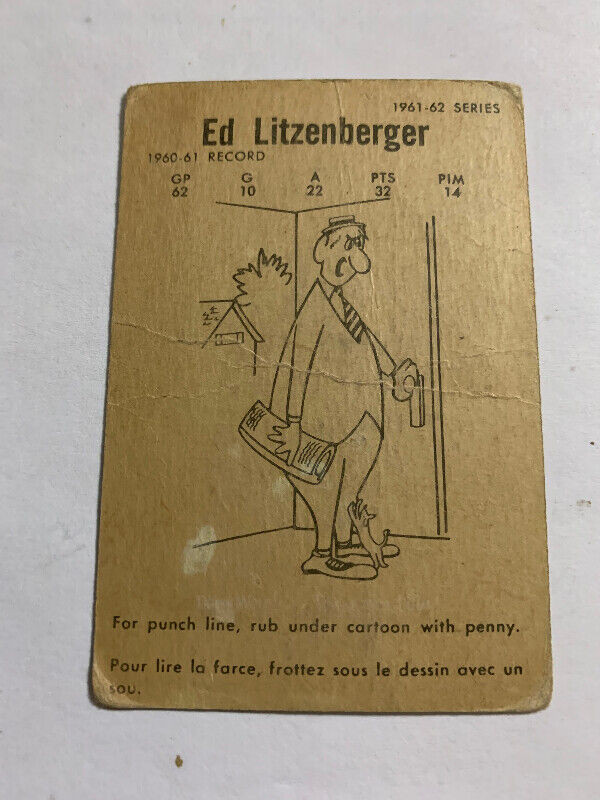 1961-62 PARKHURST DETROIT RED WINGS VINTAGE #28 ED LITZENBERGER. dans Art et objets de collection  à Longueuil/Rive Sud - Image 2