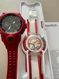 New Swiss made Swatch watch + bonus sport waterproof watch.