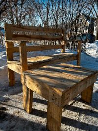 Rustic bench and table