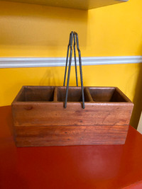 EUC Wood Decor Box with Three Compartments with Metal Handles