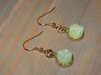 HANDCRAFTED earrings (using semi-precious green STONE clusters)