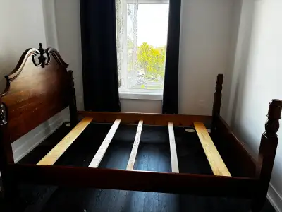 Solid Wood Queen Bed Frame + Box Spring/Base, View more